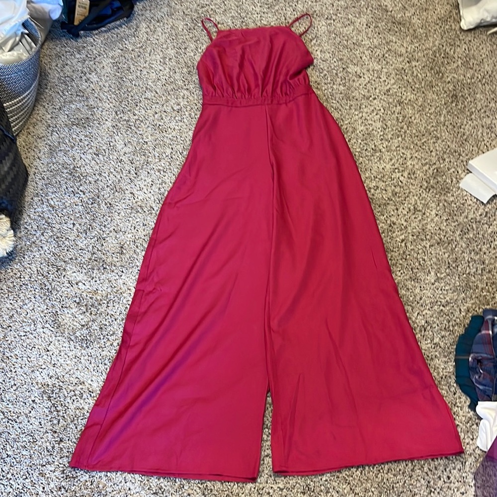 Magenta high neck jumpsuit - S